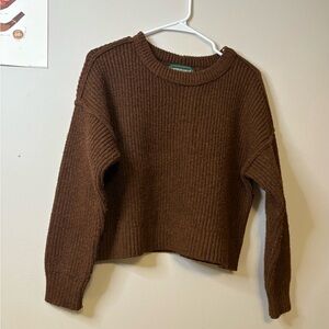 American Eagle Brown Crew Neck Ribbed Sweater